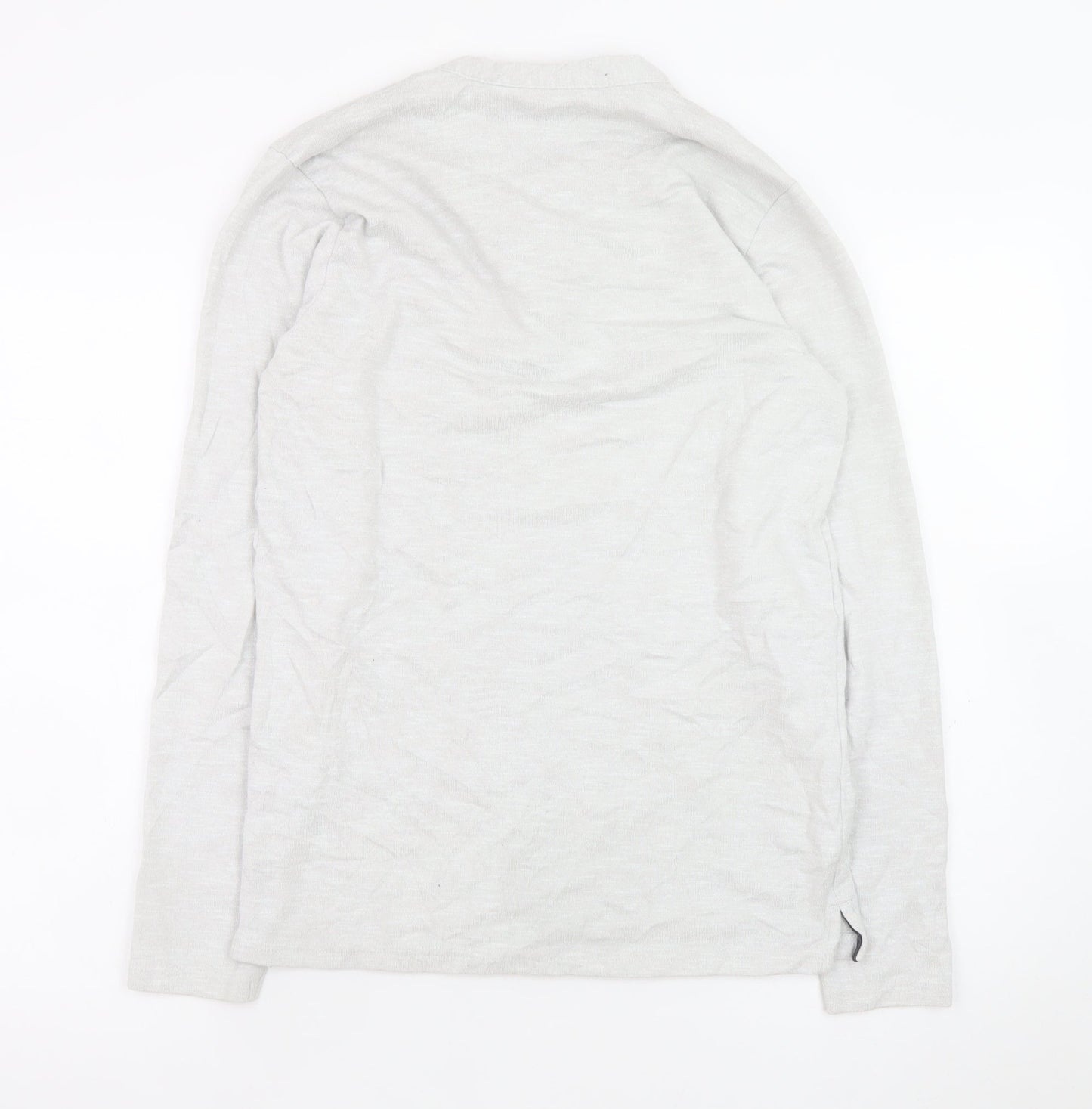 EASY Men’s Grey Henley Long Sleeve T-Shirt Size S Regular Fit