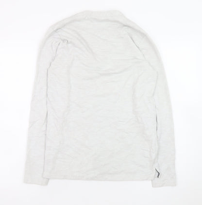 EASY Men’s Grey Henley Long Sleeve T-Shirt Size S Regular Fit