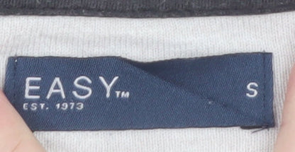 EASY Men’s Grey Henley Long Sleeve T-Shirt Size S Regular Fit