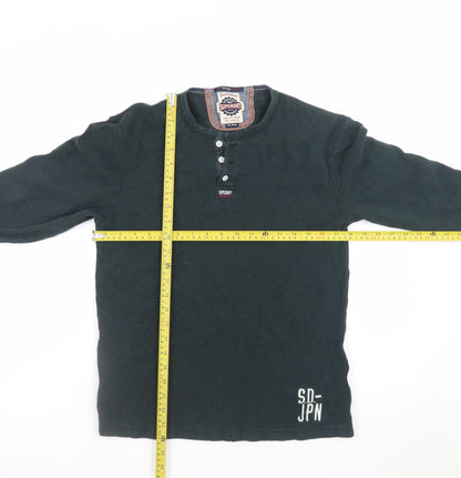 Superdry Men's Green Long Sleeve Henley T-Shirt Size L