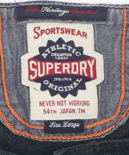Superdry Men's Green Long Sleeve Henley T-Shirt Size L