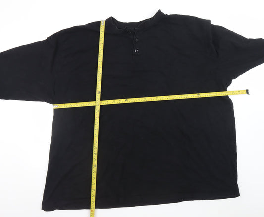 Bigdude Men’s Black 7XL Long Sleeve Henley Cotton T-Shirt