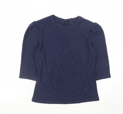 Next Women's Blue 3/4 Sleeve Puff Shoulder Knit Top Size 12
