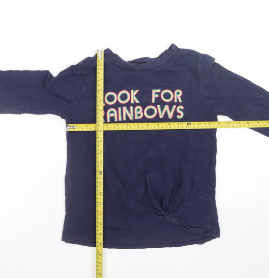 GAP Kids Girls Navy Long Sleeve Look For Rainbows T-Shirt Size M Supersoft