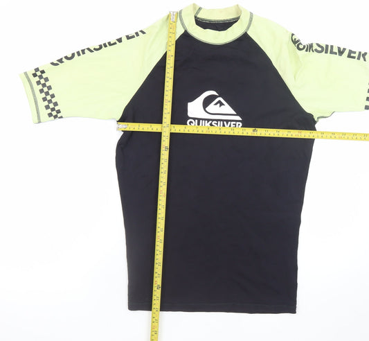 Quiksilver Men's Black Lime Short Sleeve Rash Guard T-Shirt L