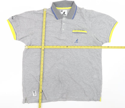 Kangol Men's Grey XL Collared Short Sleeve Cotton Polo Shirt