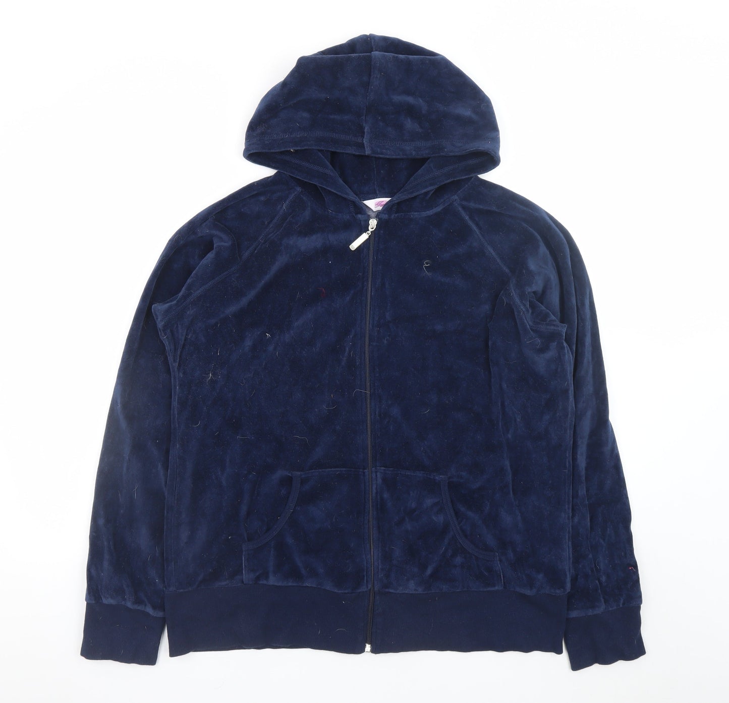 Tone Sport Women Navy Velour Full Zip Hoodie XXL Rhinestone Crown Design