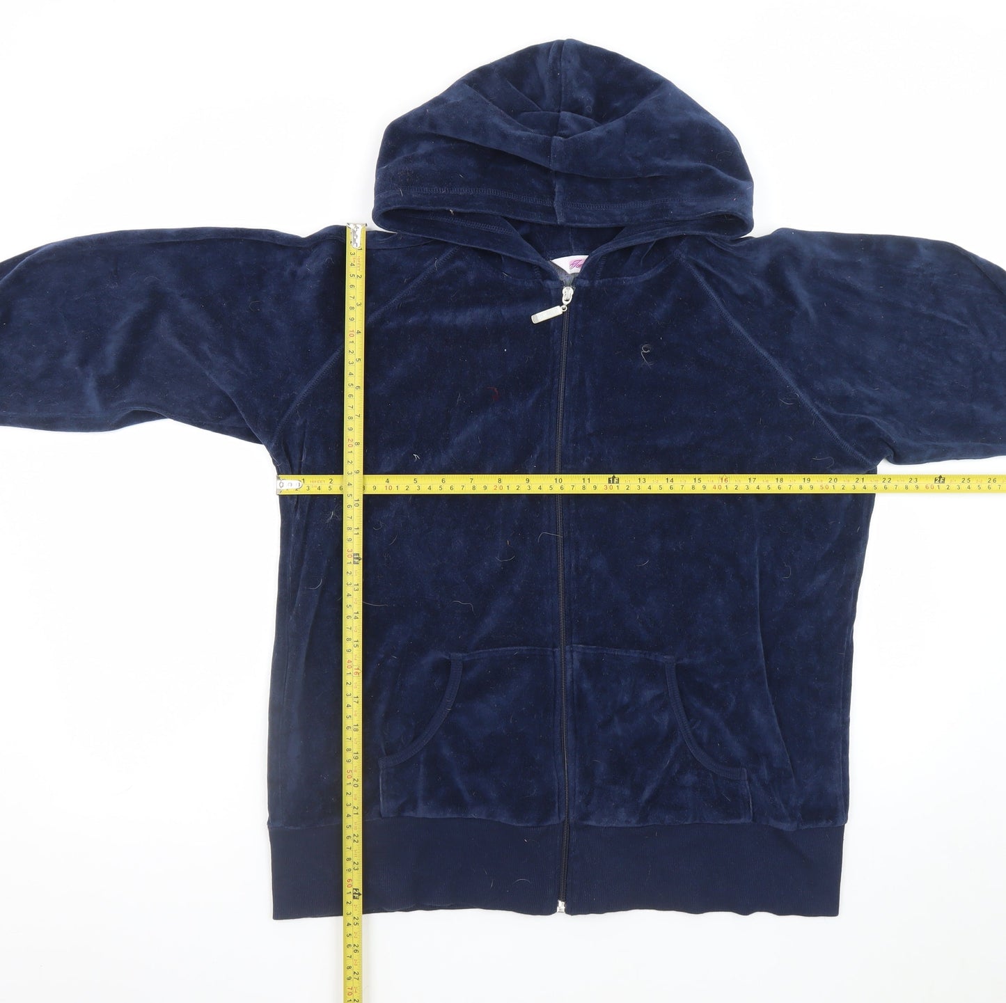 Tone Sport Women Navy Velour Full Zip Hoodie XXL Rhinestone Crown Design