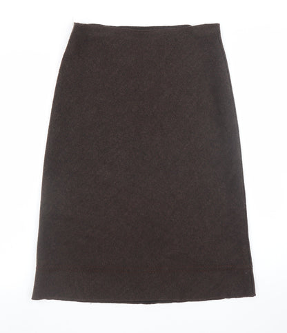 Marks and Spencer Women Brown Wool Blend Knee Length Pencil Skirt Size 12