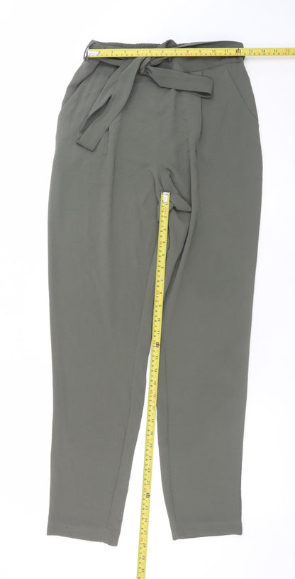 M&Co Womens Green Size 10 Paperbag Trousers Elastic Waist