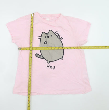 Pusheen Women Pink Cotton Nightshirt T-Shirt Style UK 16 Cartoon Cat Sleepwear