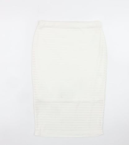 Missguided Women's White Size 10 Pencil Midi Skirt Stretch