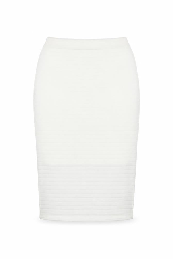 Missguided Women's White Size 10 Pencil Midi Skirt Stretch
