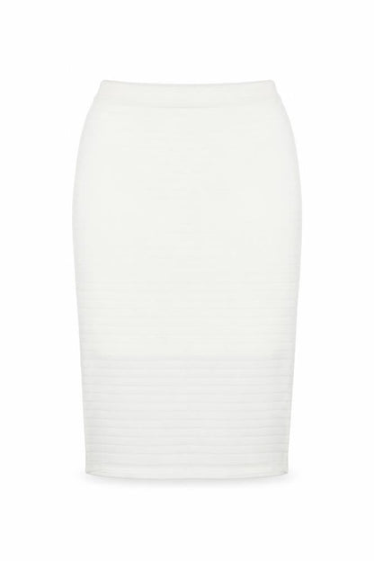 Missguided Women's White Size 10 Pencil Midi Skirt Stretch