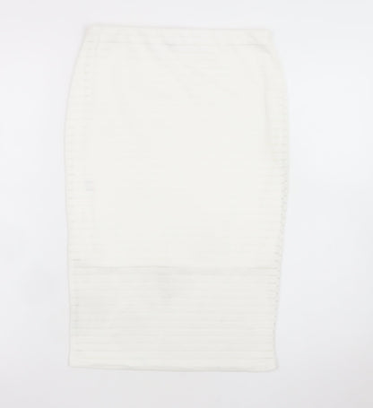 Missguided Women's White Size 10 Pencil Midi Skirt Stretch
