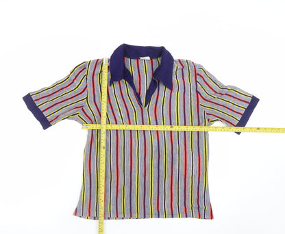 Marks & Spencer Women’s Multicoloured Striped Collared Blouse Size 16