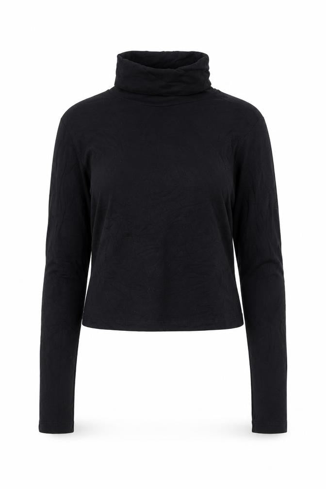 Zara Women Black Roll Neck Long Sleeve Jersey Top Size 12