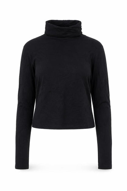 Zara Women Black Roll Neck Long Sleeve Jersey Top Size 12