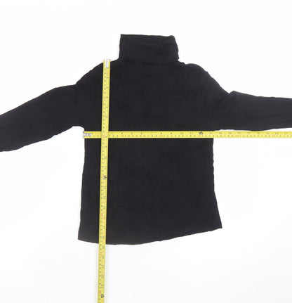 ZARA Women Black Roll Neck Long Sleeve Jersey Top Size 12