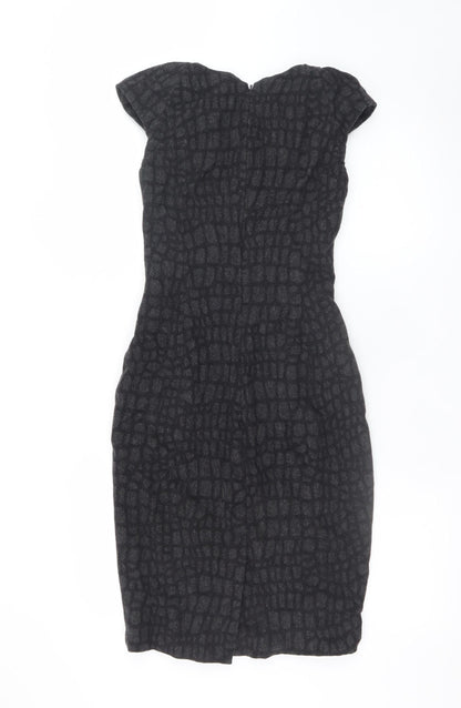 Karen Millen Women Black Size 8 Sheath Knee Length Wool Dress