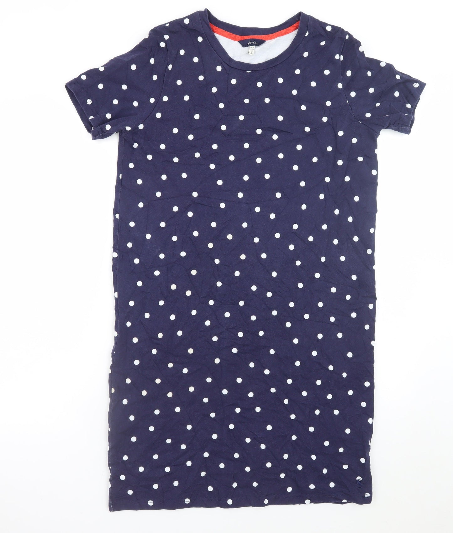 Joules Women's Blue Polka Dot Cotton T-Shirt Dress Size 10