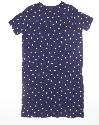 Joules Women's Blue Polka Dot Cotton T-Shirt Dress Size 10