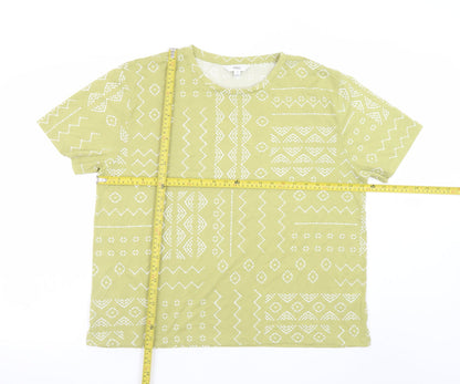 Marks and Spencer Women's Green Geometric T-Shirt Size 18