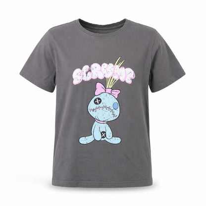 Front view of Disney Stitch girls’ grey scrump graphic t-shirt 14-15 years primark