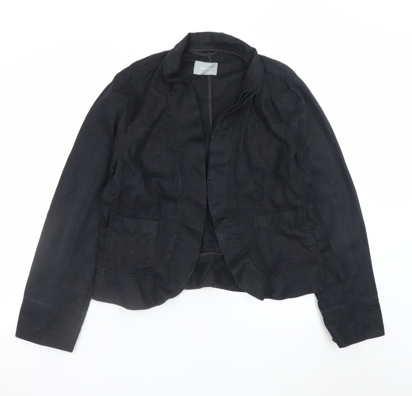 Marks and Spencer Per Una Women's Black Linen Blend Blazer Size 18