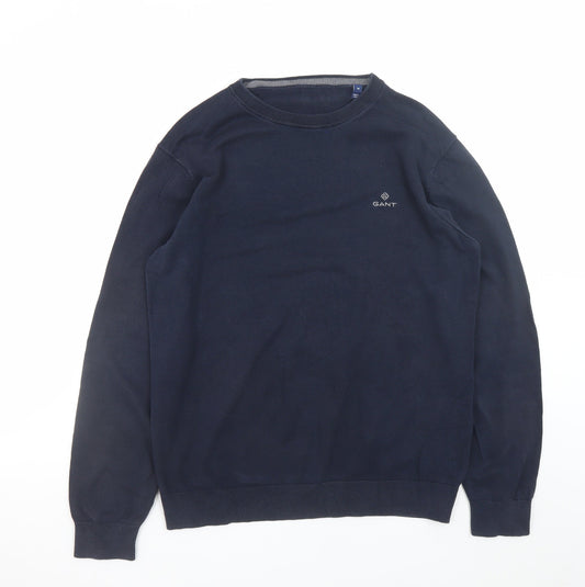 GANT Men's Blue Cotton Crew Neck Pullover Jumper M