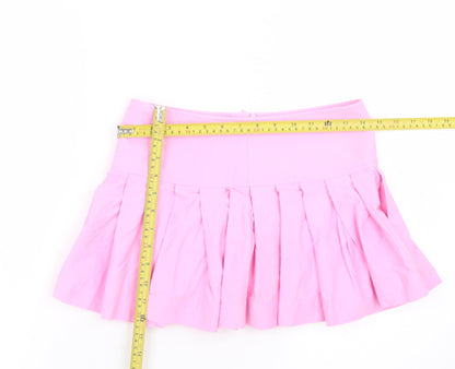 Zara Women’s Pink Pleated Short Skirt XS Cotton Blend
