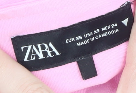 Zara Women’s Pink Pleated Short Skirt XS Cotton Blend