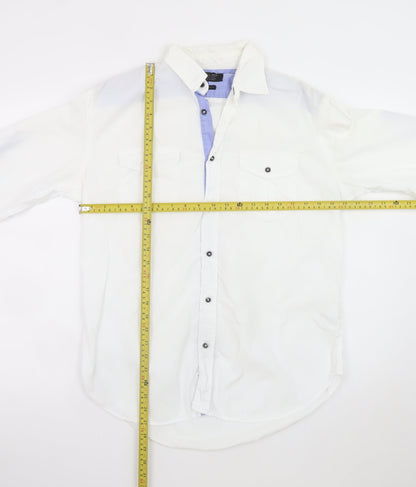 Zara Man White Long Sleeve Classic Sport Shirt Men's L