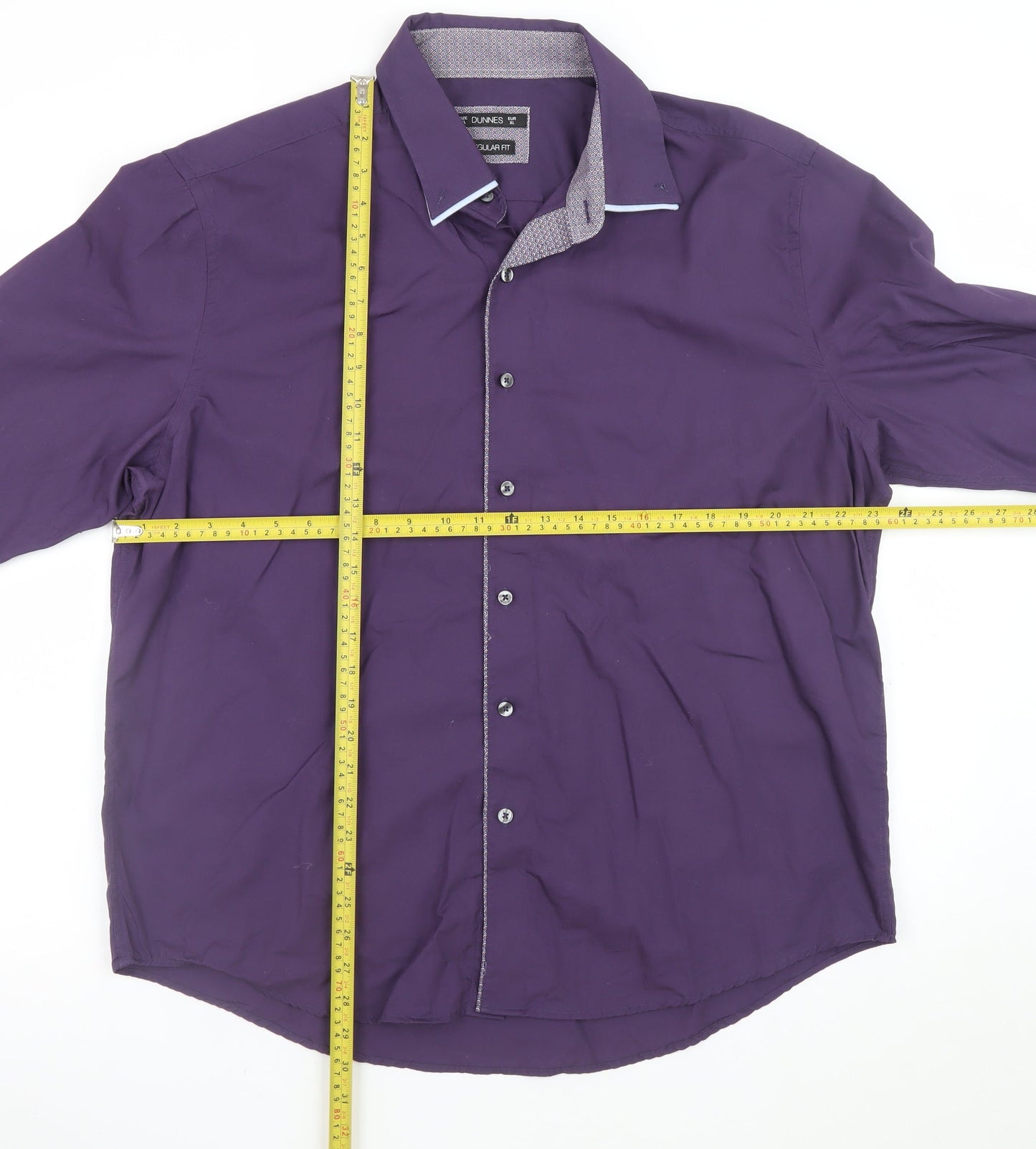 Dunnes Men’s Purple Regular Fit Long Sleeve Cotton Dress Shirt XL