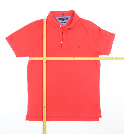 Tommy Hilfiger Men’s Red Slim Fit Polo Shirt Size L Cotton
