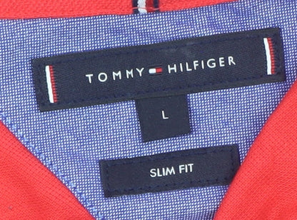 Tommy Hilfiger Men’s Red Slim Fit Polo Shirt Size L Cotton