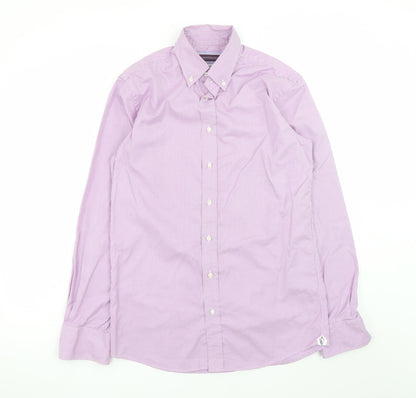 Louis Copeland & Sons Men's Pink Check Slim Fit Dress Shirt 15.5 39