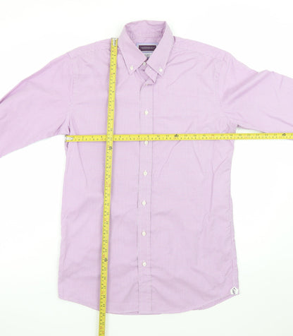 Louis Copeland & Sons Men's Pink Check Slim Fit Dress Shirt 15.5 39