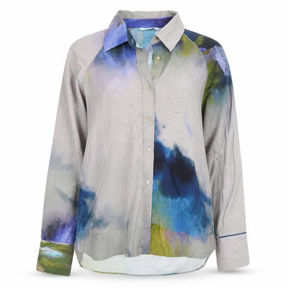 NEXT Multicoloured Artistic Print Viscose Long Sleeve Shirt Size 14