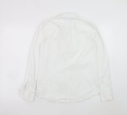 Diesel Boys White Long Sleeve Button-Up Cotton Shirt Age 13
