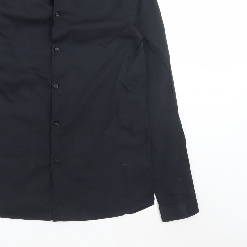 Zara Men's Black Super Slim Fit Formal Dress Shirt Medium