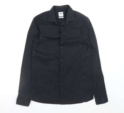 Zara Men's Black Super Slim Fit Formal Dress Shirt Medium