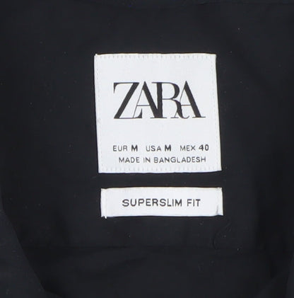 Zara Men's Black Super Slim Fit Formal Dress Shirt Medium
