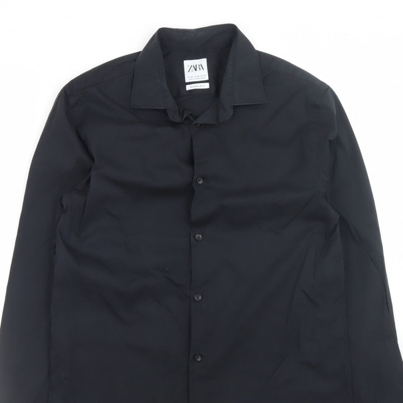 Zara Men's Black Super Slim Fit Formal Dress Shirt Medium