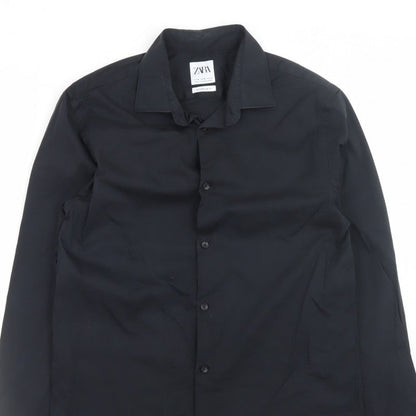 Zara Men's Black Super Slim Fit Formal Dress Shirt Medium