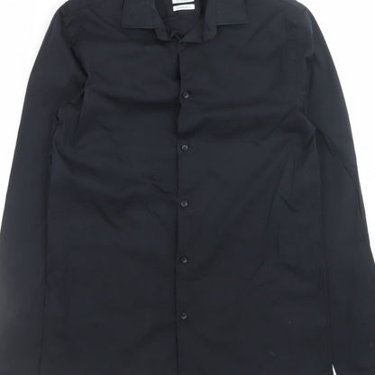 Zara Men's Black Super Slim Fit Formal Dress Shirt Medium