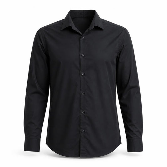 Front view of Zara Men's Black Super Slim Fit Formal Dress Shirt Medium