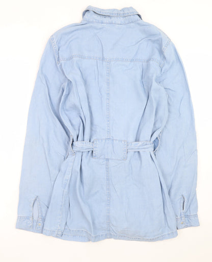 Vero Moda Womens Blue Lyocell Belted Shirt Dress L