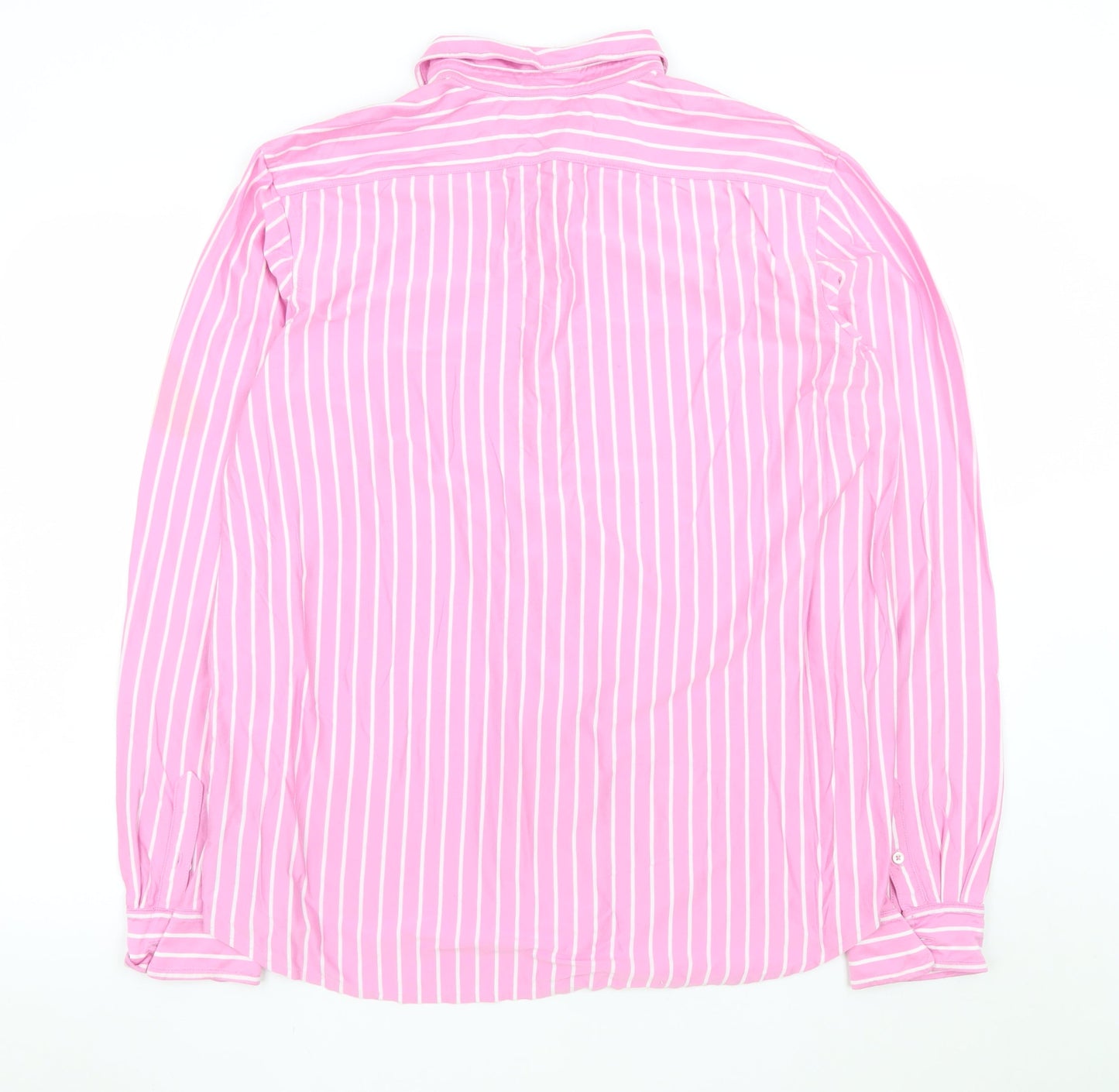 Ralph Lauren Men's Pink Striped Cotton Long Sleeve Button-Up Shirt L
