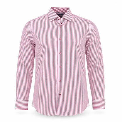 Tommy Hilfiger Men's Red Stripe Fitted Dress Shirt Size 15/38